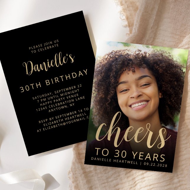 Convites Brinde de Foto Personalizada Aniversário de 30 Ano (Criador carregado)