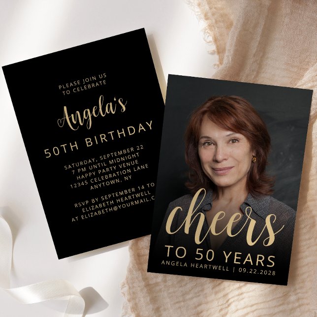 Convites Brinde de Foto Personalizada Aniversário de 50 Ano (Criador carregado)