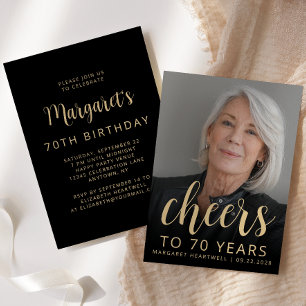 Convites Brinde de Foto Personalizada para Festa de 70 Anos