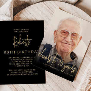 Convites Brinde de Foto Personalizada para Festa de 90 Anos