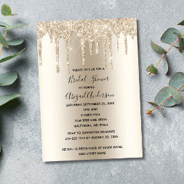 Convites Brinde de Glitter Champagne Festa de Noiva Glam Mo