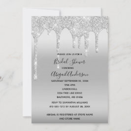 Convites Brinde de Noiva com Brilho Prateado Glam Moderno