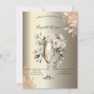 Convites Brinde de Vidro Floral com Glitter Drips para Desp