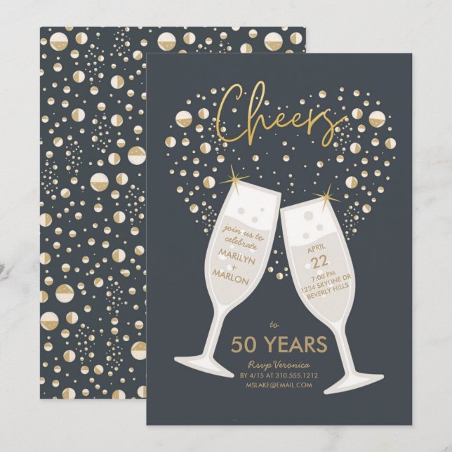 Convites Brinde Espumante Champanhe Casamento Aniversário F (Frente/Verso)