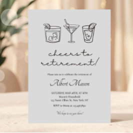 Convites Brinde Minimalista de Aposentadoria Coquetel