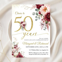 Brindemos ao 50º Aniversário de Casamento Borgonha