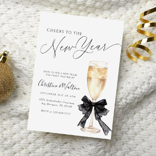 Convites Brindemos ao Ano Novo Champagne Elegante Ano Novo