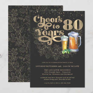 Convites Brindemos aos 80 Anos Festa de Aniversário de Ma