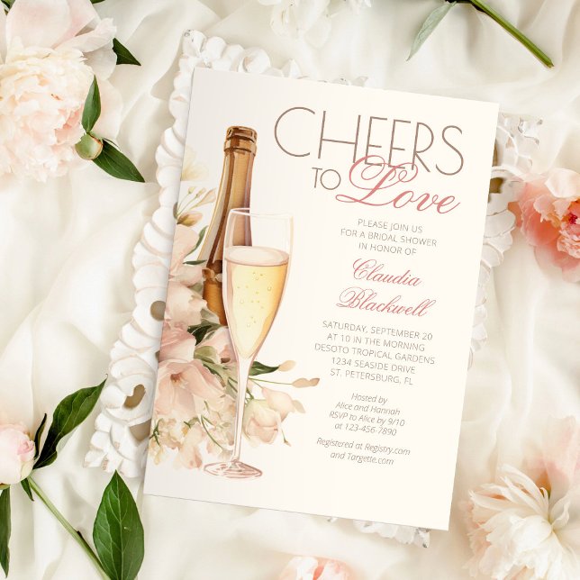 Convites Brindes ao Amor Champanhe Bridal Shower (Criador carregado)