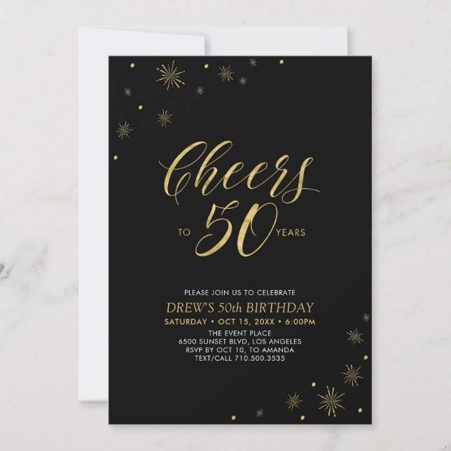 Convites Brindes aos 50 | Festa de Aniversário de 50 anos D (Frente)