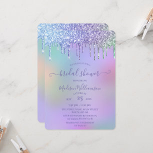 Convites Brindes de Chuva de Glitter Dourado e Arco-íris