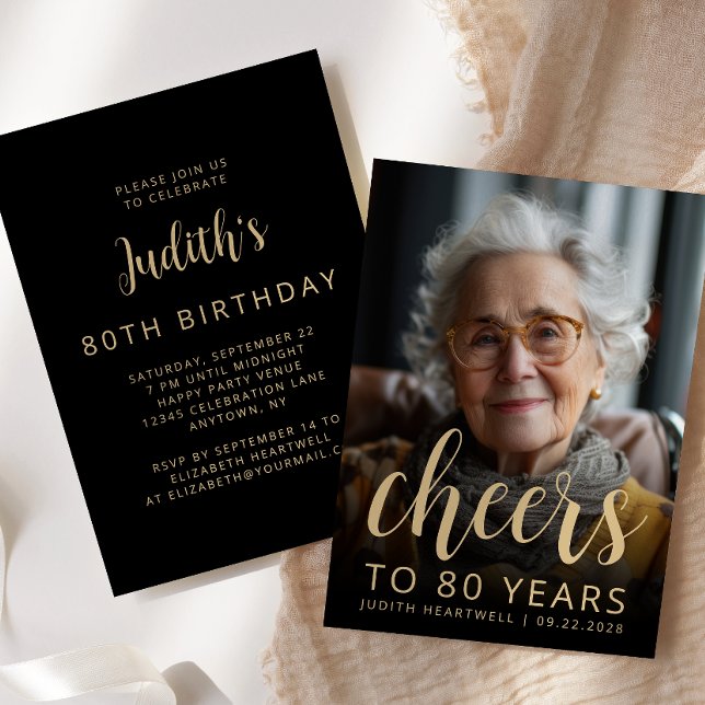 Convites Brindes de Foto Personalizada para Festa de 80 Ano (Criador carregado)