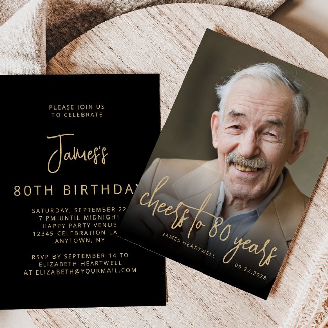 Convites Brindes de Foto Personalizada para Festa de 80 Ano (Criador carregado)