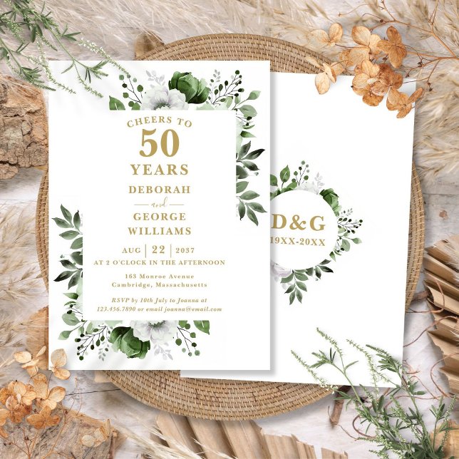 Convites Brindes de Ouro para 50 Anos de Bodas (Gold Cheers To 50 Years Wedding Anniversary Invitation)