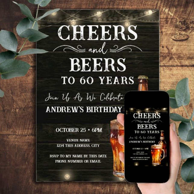 Convites Brindes e Cervejas Luzes de Bar de Aniversário de  (Criador carregado)