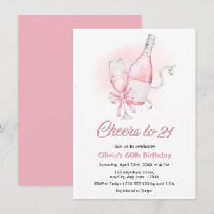 Convites Brindes Rosa aos 21 Anos de Vinho de Aniversário
