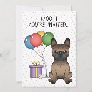 Convites Brindle French Bulldog Cute Cartoon Dog Aniversári
