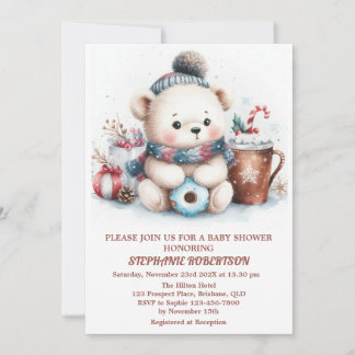 Convites Brinquedo de urso bonitinho de inverno arte aquáti