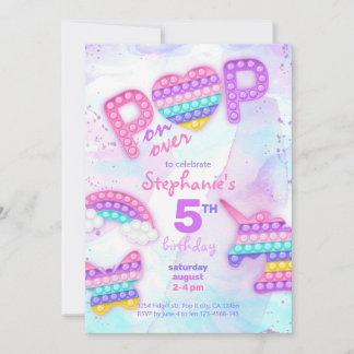 Convites Brinquedo fidget pop unicórnio arco-íris aniversár