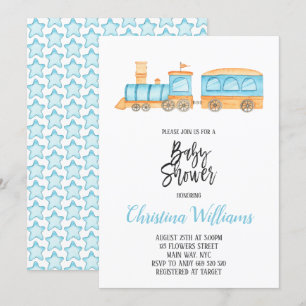 Convites Brinquedos com aquarela Chá de fraldas azul