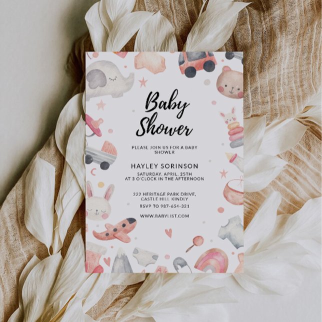 Convites Brinquedos de Chá de fraldas de Casamento (Wedding Baby Shower Toys Invitation)