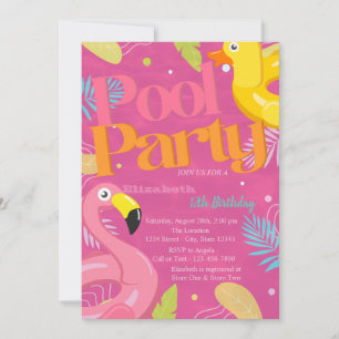 Convites Brinquedos de Festa na Piscina Folhas Tropicais An