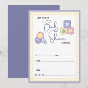 Convites Brinquedos para bebês coloridos   Preenchimento do