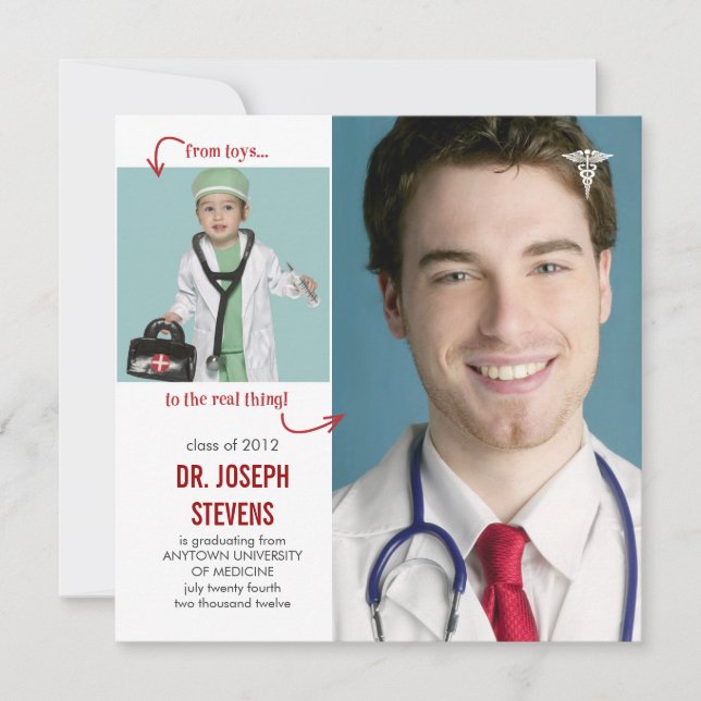 Convites Brinquedos para graduação médica real (Frente)