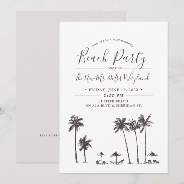 Convites Brisa de Palma | Festa de Praia Pós-Casamento (Frente/Verso)