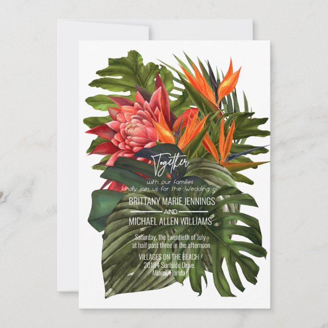 Convites Brisa Tropical Jardim Botânico Luxuriante Casament (Frente)