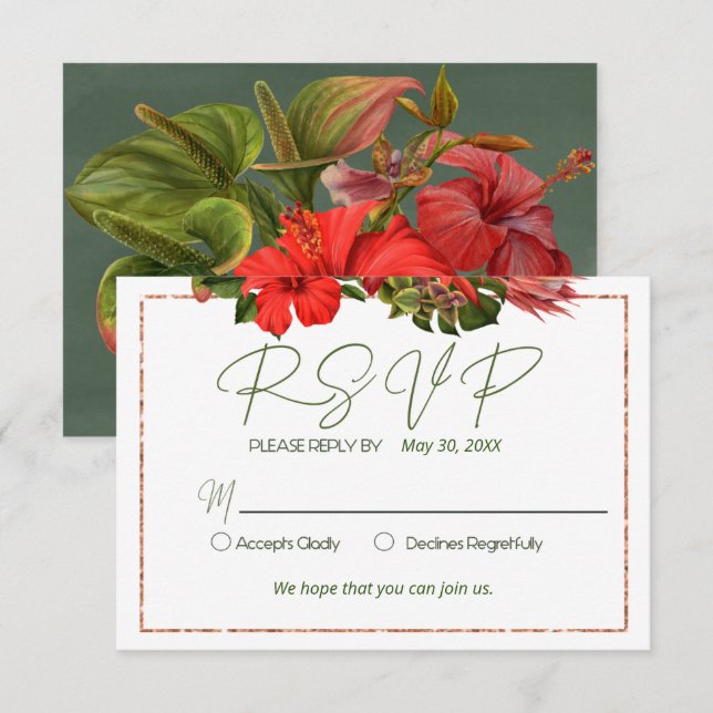 Convites Brisa Tropical Jardim Botânico Luxuriante RSVP (Frente/Verso)