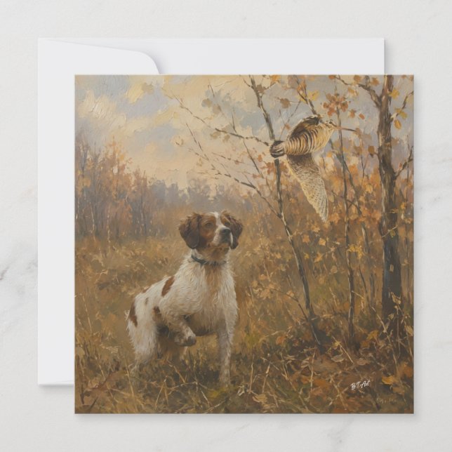 Convites Brittany Spaniel – Caça à Galinhola Arte (Frente)