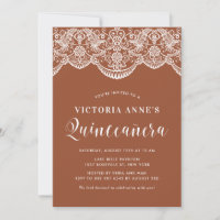 Brocade Branca Lace Terracotta Quinceañera