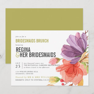 Convites Brold Wildflower Green Bridesmaids Brunch Luncheon