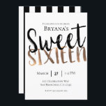 Convites Bronze Branco Negro Moderno Sweet 16 Sessenta Part<br><div class="desc">Personalizar para o seu evento.</div>