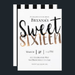 Convites Bronze Branco Negro Moderno Sweet 16 Sessenta Part<br><div class="desc">Personalizar para o seu evento.</div>