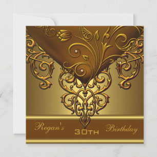 Convites Bronze Dourado Antigo Ornate 30º Aniversário Elega
