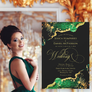 Convites Bronze Emerald Verde sofisticado