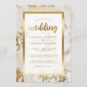 Convites Bronze Moderno e Casamento Marble