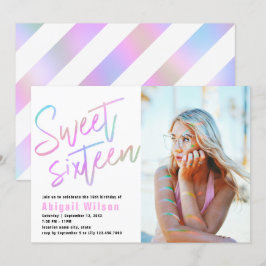 Convites Bronzeado holográfico moderno, dezesseis anos