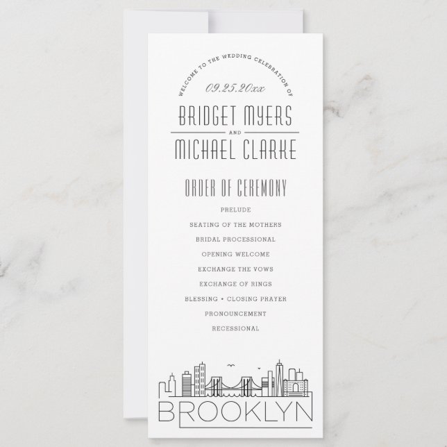 Convites Brooklyn | Programa de Casamento por Deco Moderno (Frente)