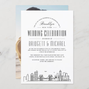 Convites Brooklyn Wedding   Skyline Moderno Deco