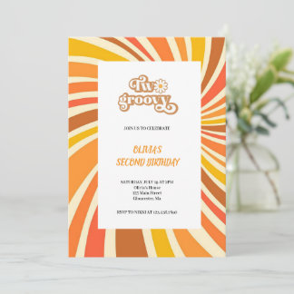 CONVITES BROWN AND ORANGE GROOVY INVITATION