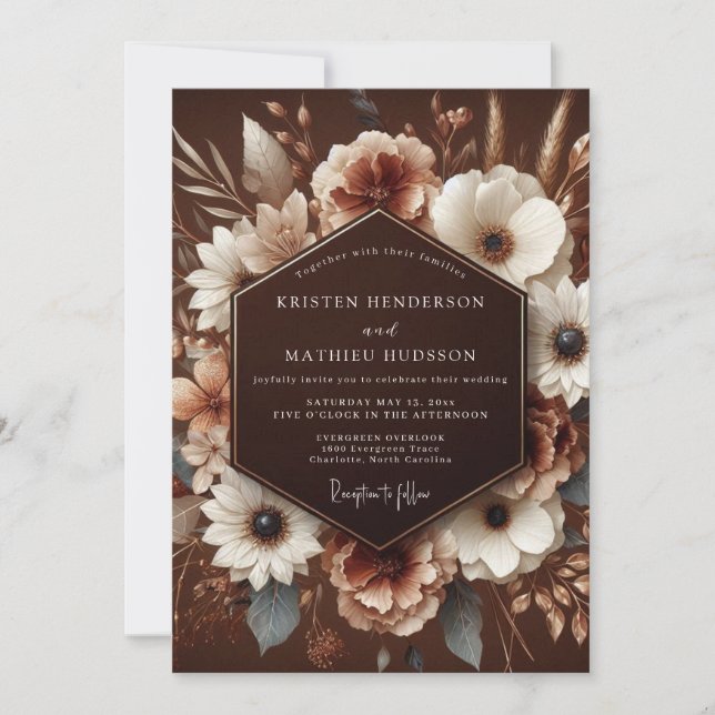 Convites Brown Bloom Harvest Wedding (Frente)