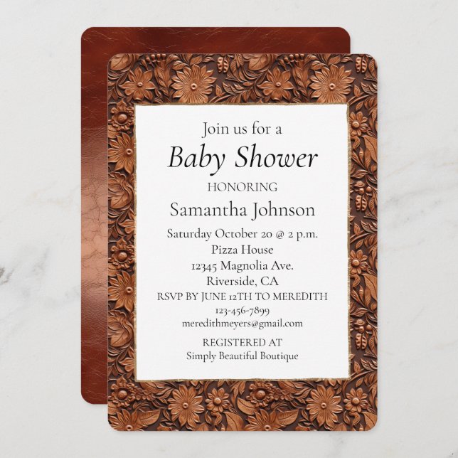 Convites Brown Boho Floral (Frente/Verso)