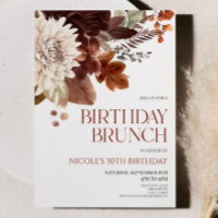 Brown Burgundy Floral Fllower Birthday Partido Bru