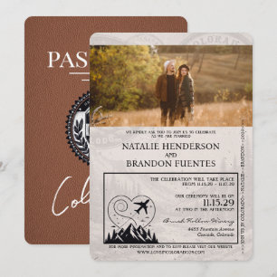 Convites Brown Colorado Passport Wedding