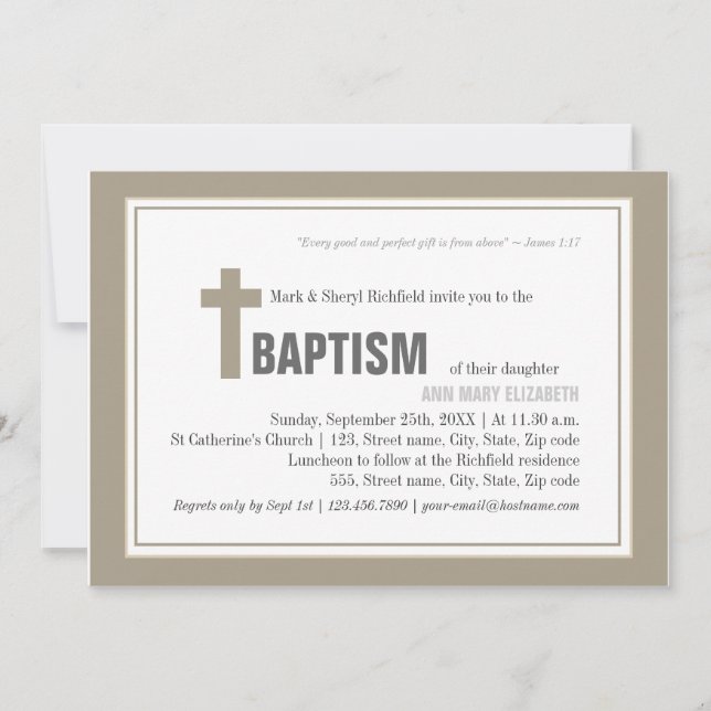 Convites Brown Cross Baptism (Frente)
