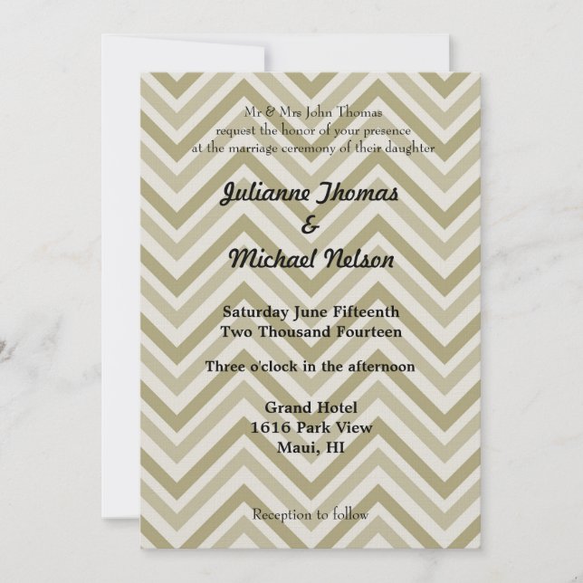 Convites Brown e Cream Chevron Wedding (Frente)