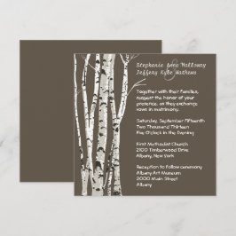 Convites Brown elegante com árvores de vidoeiro que Wedding